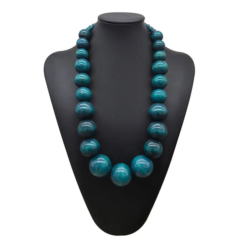 Collier de perles en bois fait à la main pour femme