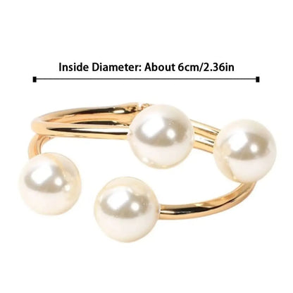 Bracelet Manchette Luxe – Métal doré & perles