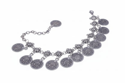 Bracelet de Cheville Bohème Rétro Argent à Pendentif