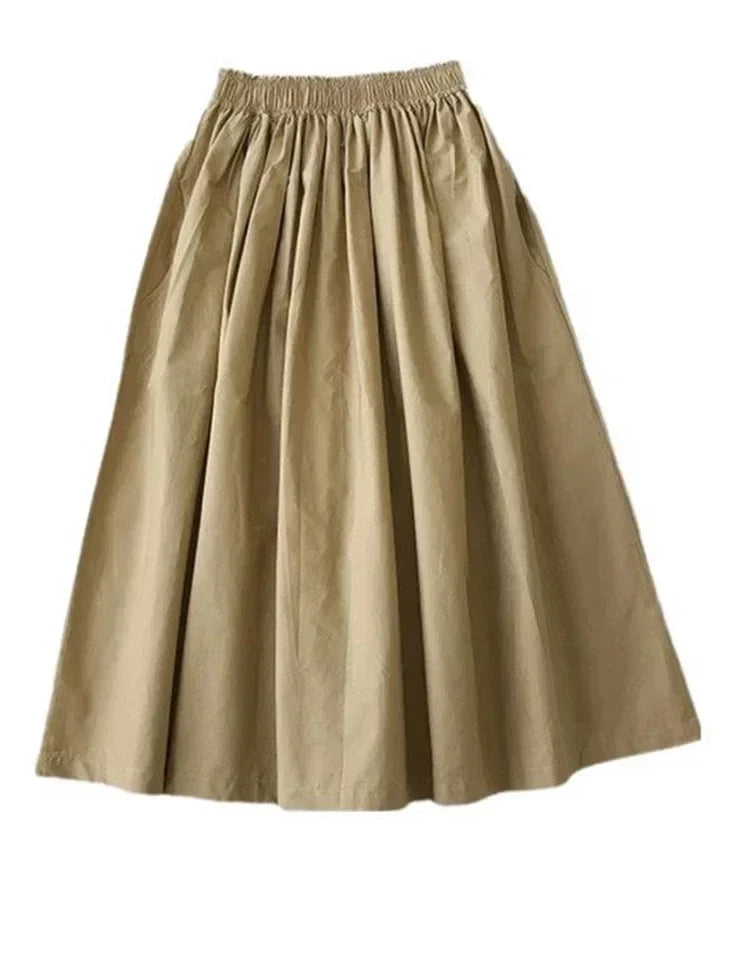 Jupe Longue Plissée Taille Haute avec Poches – Style Décontracté Élégant Automne