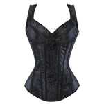 Ceinture corset noir sexy avec bretelles pour femme - Vignette | Ceintelle