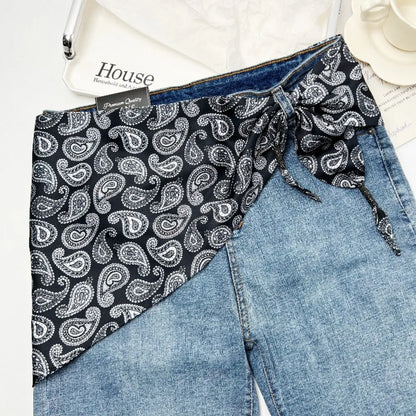 Ceinture foulard en soie cajou Floral