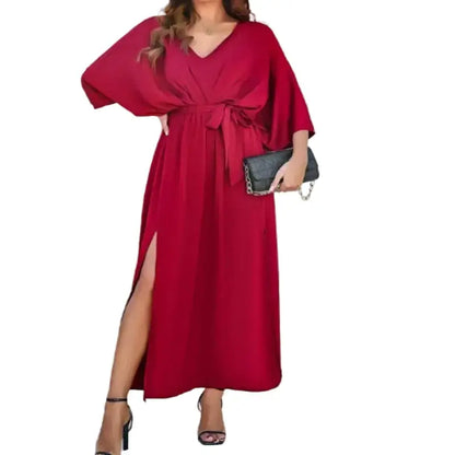 Robe Aura Chic – Coupe Ample Taille Haute Col V