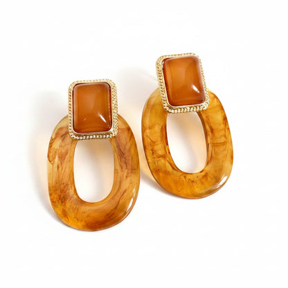 Boucles d’oreilles résine – Carrées creuses pour femme
