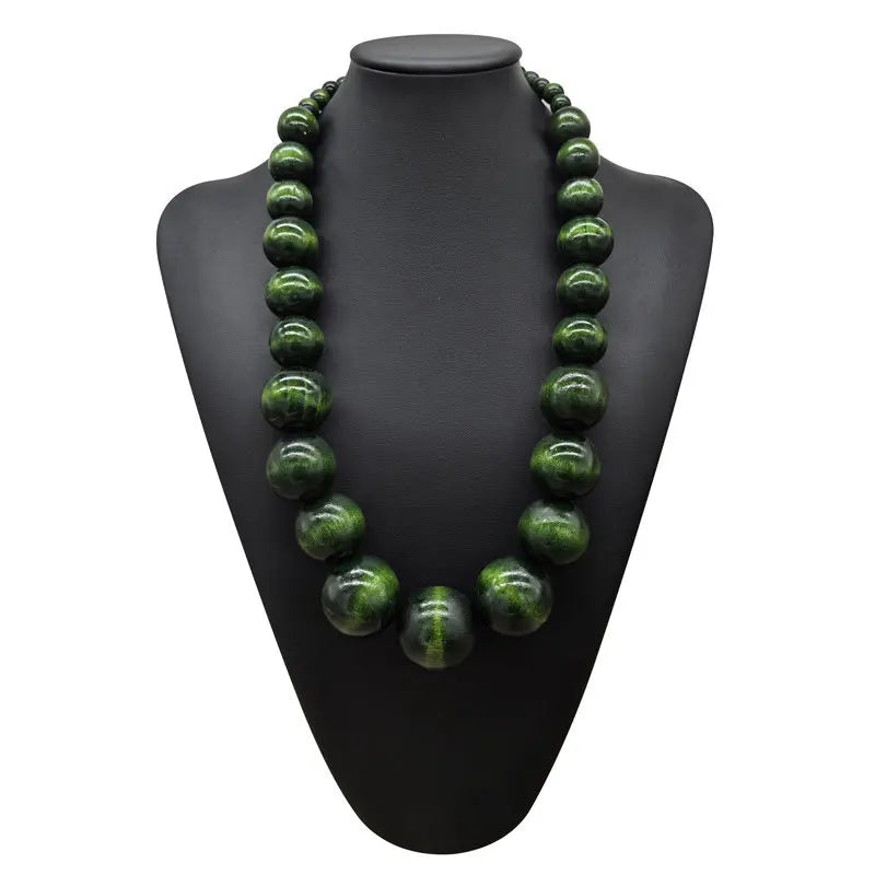 Collier de perles en bois fait à la main pour femme