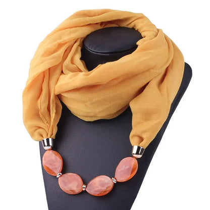 Écharpe Collier Ethnique en Coton Lin – Pendentif Bohème Femme
