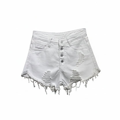 Short Jean Taille Haute Trapèze Femme – Style Coréen Ample Boutonné