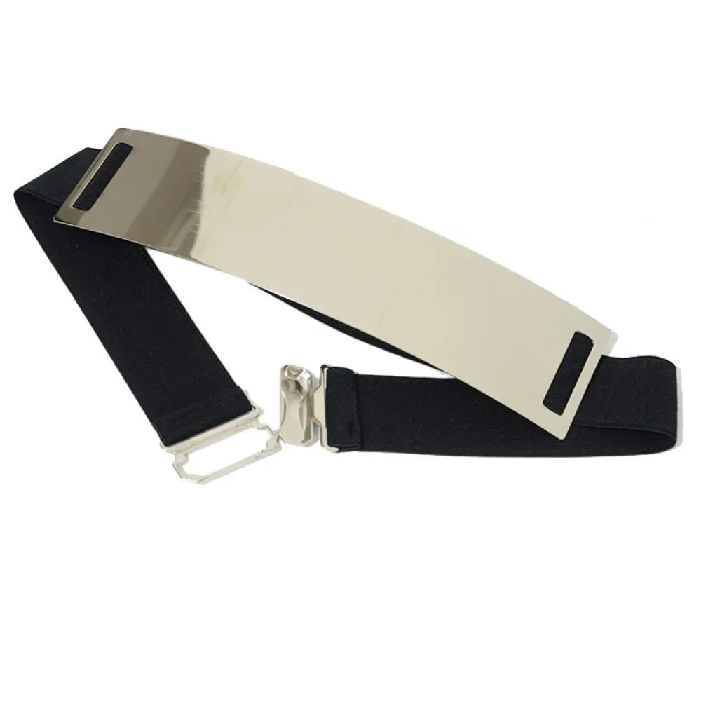 Ceinture Large Brillante Métallique Punk Femme