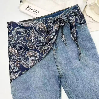 Ceinture foulard en soie cajou Floral