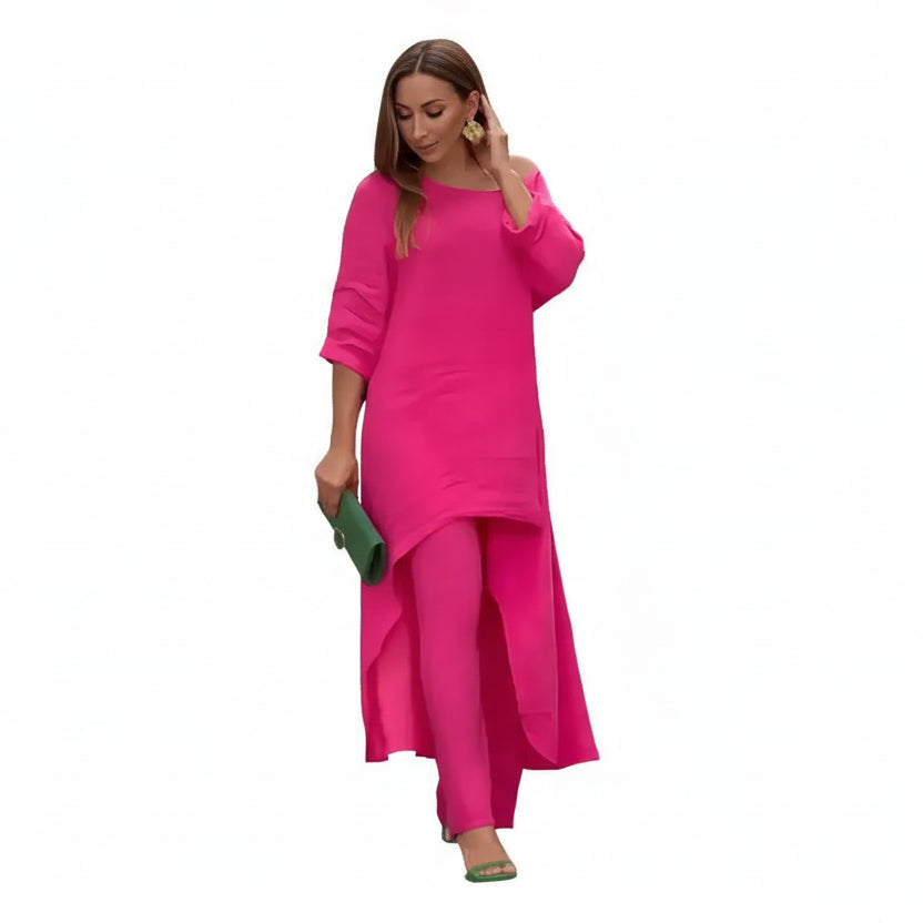 Ensemble Femme 2 Pièces – Pantalon Large et Haut Manches Longues Confort Élégant