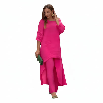 Ensemble Femme 2 Pièces – Pantalon Large et Haut Manches Longues Confort Élégant