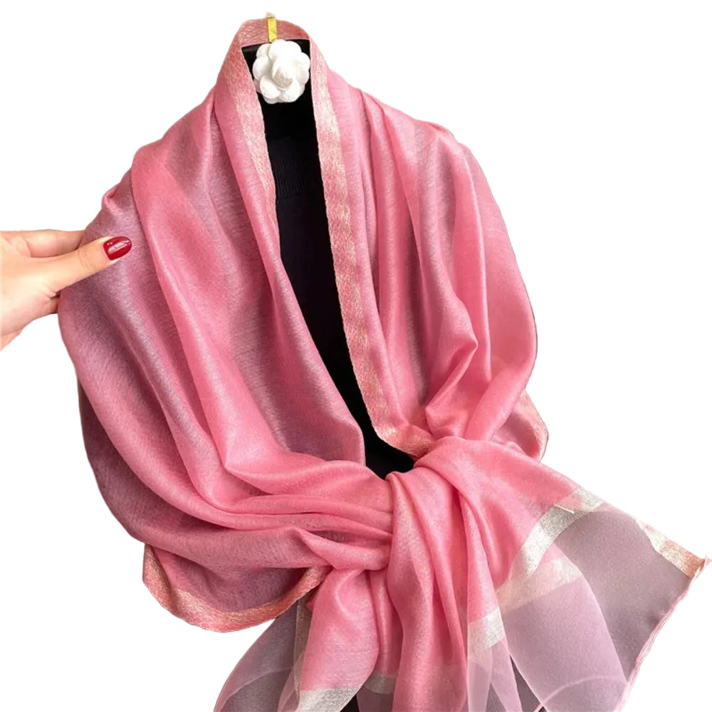 Echarpe de luxe en soie Organza élégant couleur unie