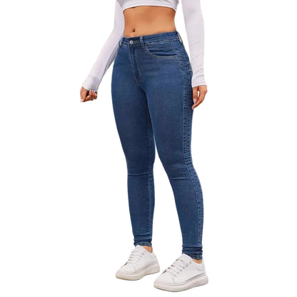 Jean crayon slim stretch taille haute pour femme, longueur complète