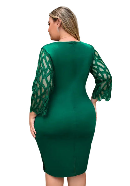 Robe grande taille à col rond avec fermeture éclair cachée
