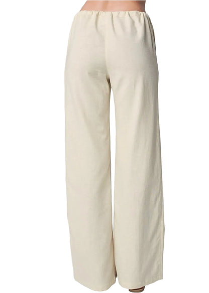 Pantalon Taille Haute – Coton & Lin Extensible pour femme
