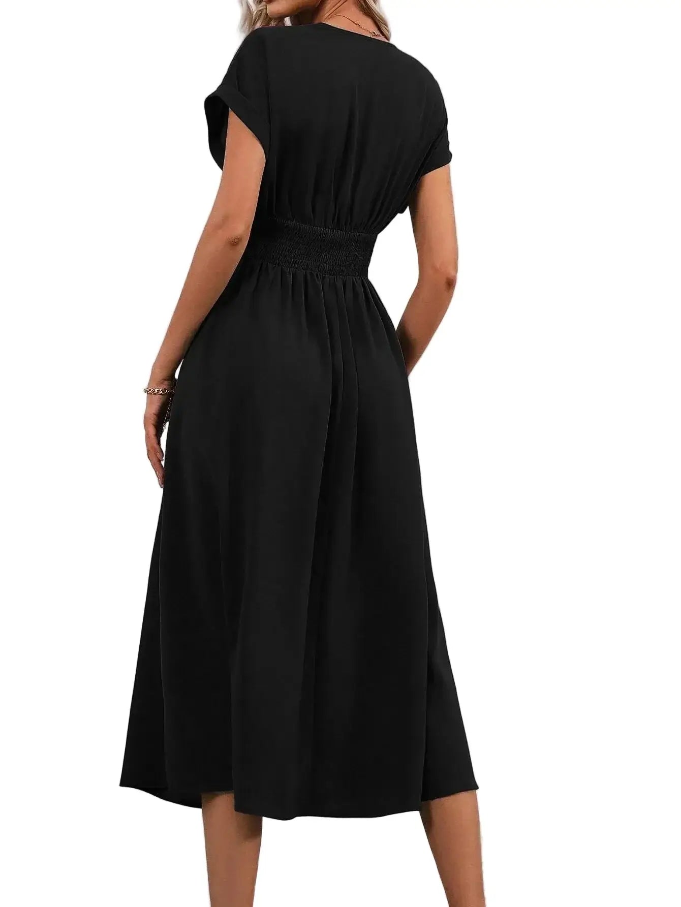 Robe Élégance Plissée Longue Manches Chauve-Souris pour Femme