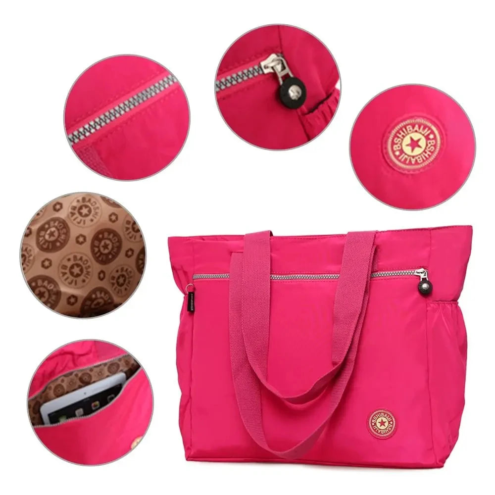 Grand Sac Cabas en Nylon Femme – Fourre-Tout Grande Capacité pour Shopping