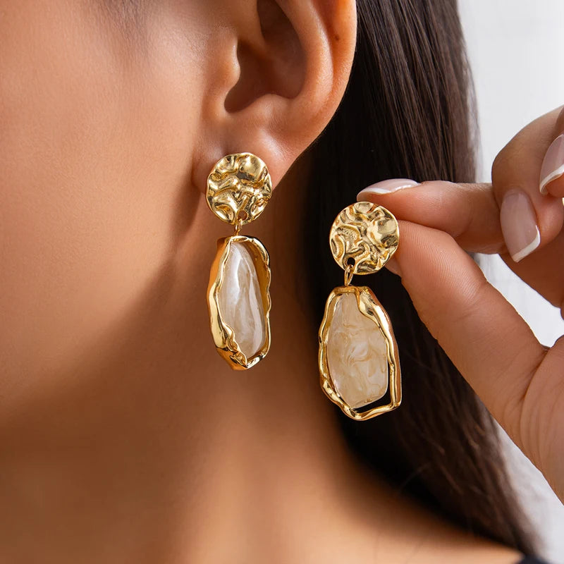 Boucles d’oreilles rétro à perles imitées style chic femme