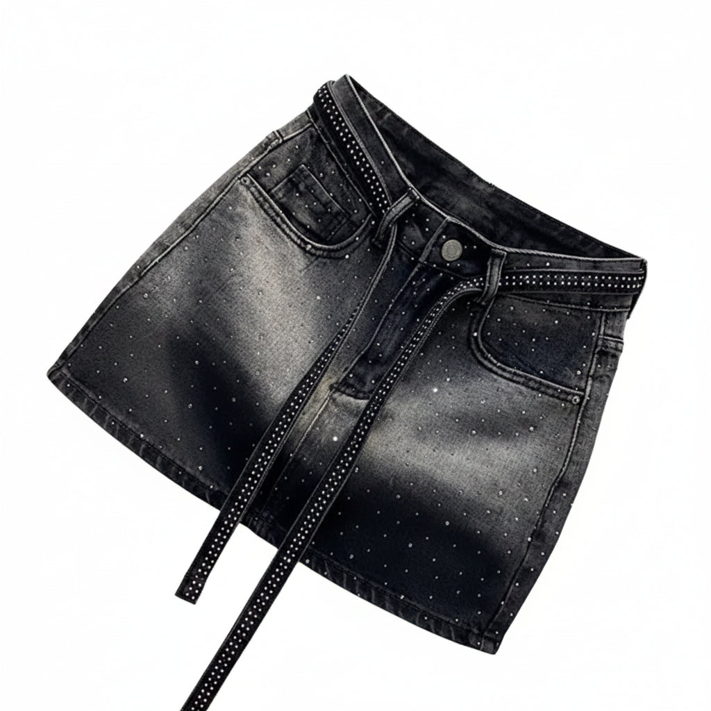 Mini jupe en jean rétro oversize pour femme – Taille haute en denim