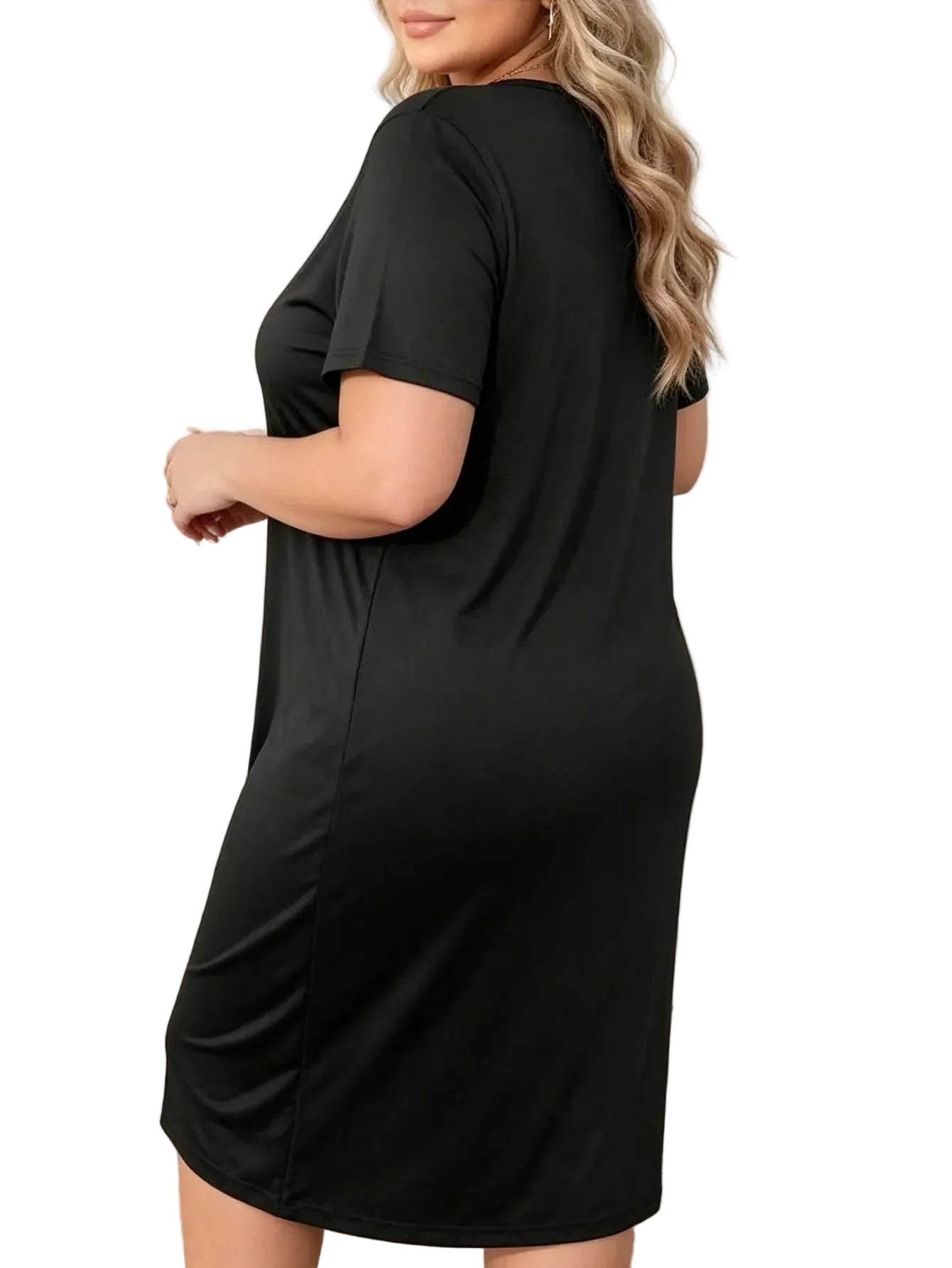 Sophie – Robe Décontractée Grande Taille à Manches Courtes