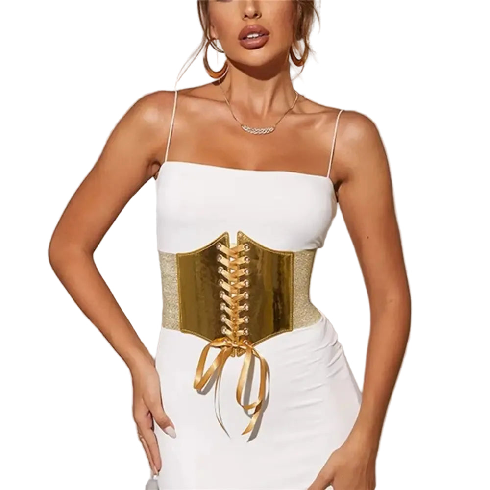 Ceinture corset doré pour femme
