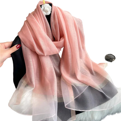Echarpe de luxe en soie Organza élégant couleur unie