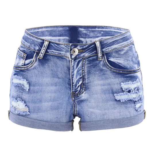 Shorts en jean déchirés pour femmes, taille haute, style plage sexy
