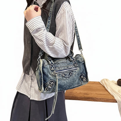 Sac en denim bleu pour femme style streetwear luxe