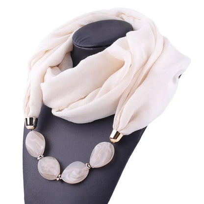 Écharpe Collier Ethnique en Coton Lin – Pendentif Bohème Femme