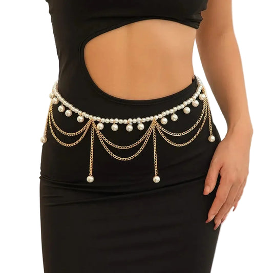 Ceinture Chaîne Perles Élégance Féminine