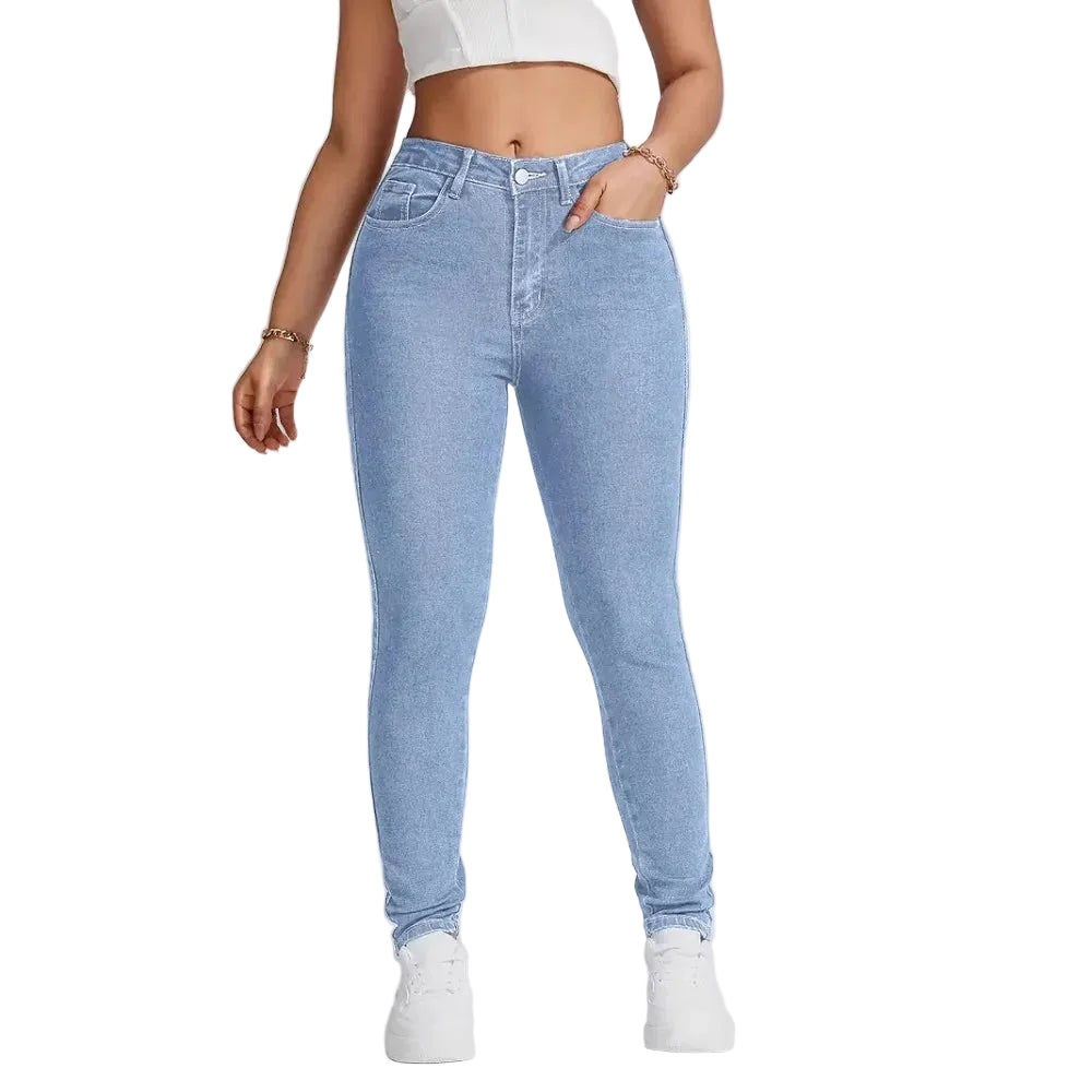 Jean crayon slim stretch taille haute pour femme, longueur complète
