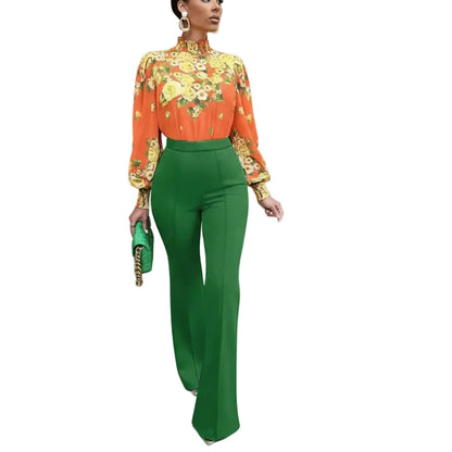 Pantalon évasé taille haute femme bureau coupe slim élégant
