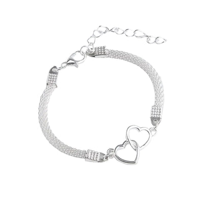 Chaîne de Cheville Cœur Brillant – Argent & Strass