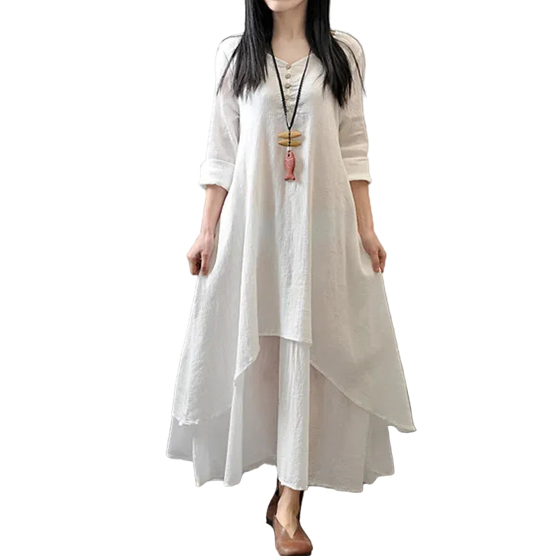 Robe Maxi Femme Manches Longues – Élégante Mi-Saison