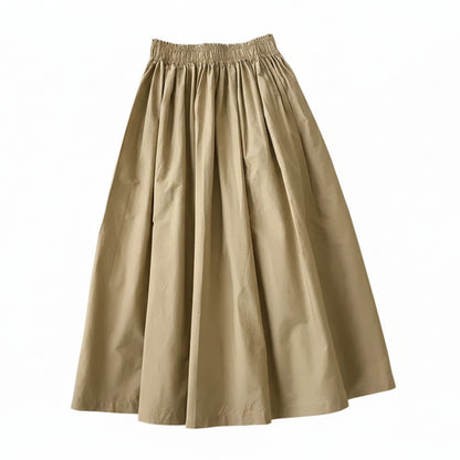 Jupe Longue Plissée Taille Haute avec Poches – Style Décontracté Élégant Automne