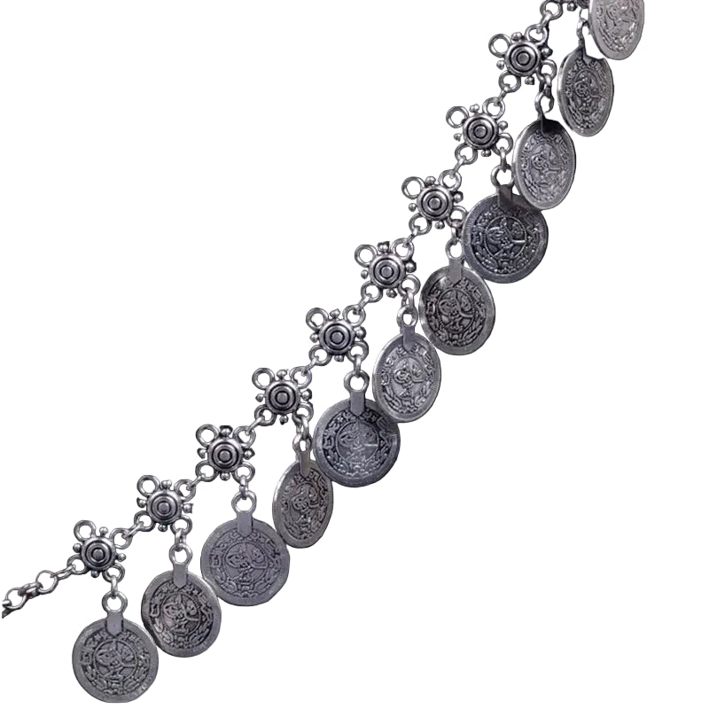 Bracelet de Cheville Bohème Rétro Argent à Pendentif