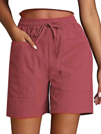 Short bermuda femme coupe ample avec poches – style décontracté couleur unie