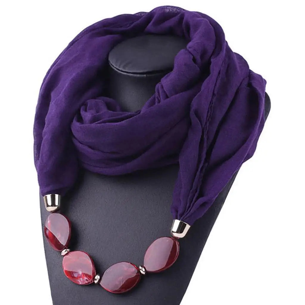 Écharpe Collier Ethnique en Coton Lin – Pendentif Bohème Femme