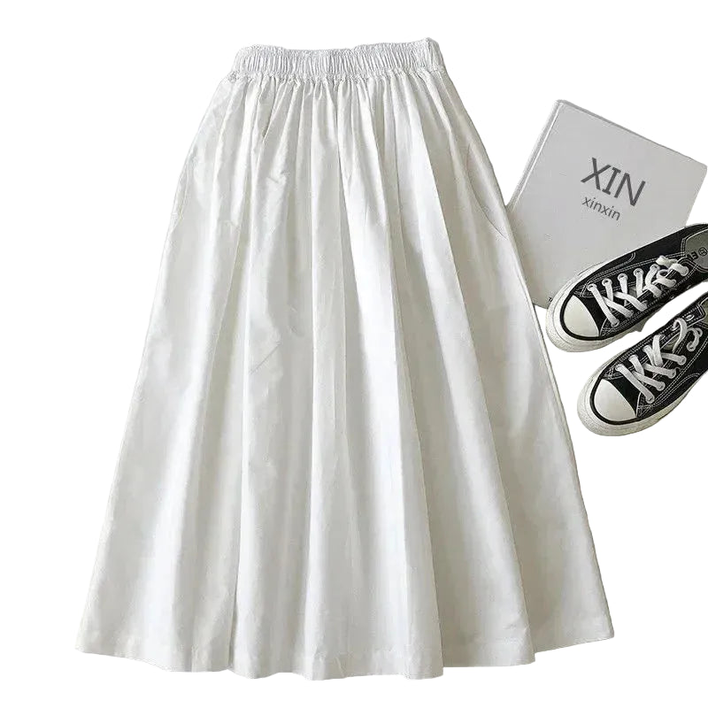 Jupe Longue Plissée Taille Haute avec Poches – Style Décontracté Élégant Automne