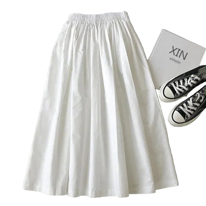 Jupe Longue Plissée Taille Haute avec Poches – Style Décontracté Élégant Automne