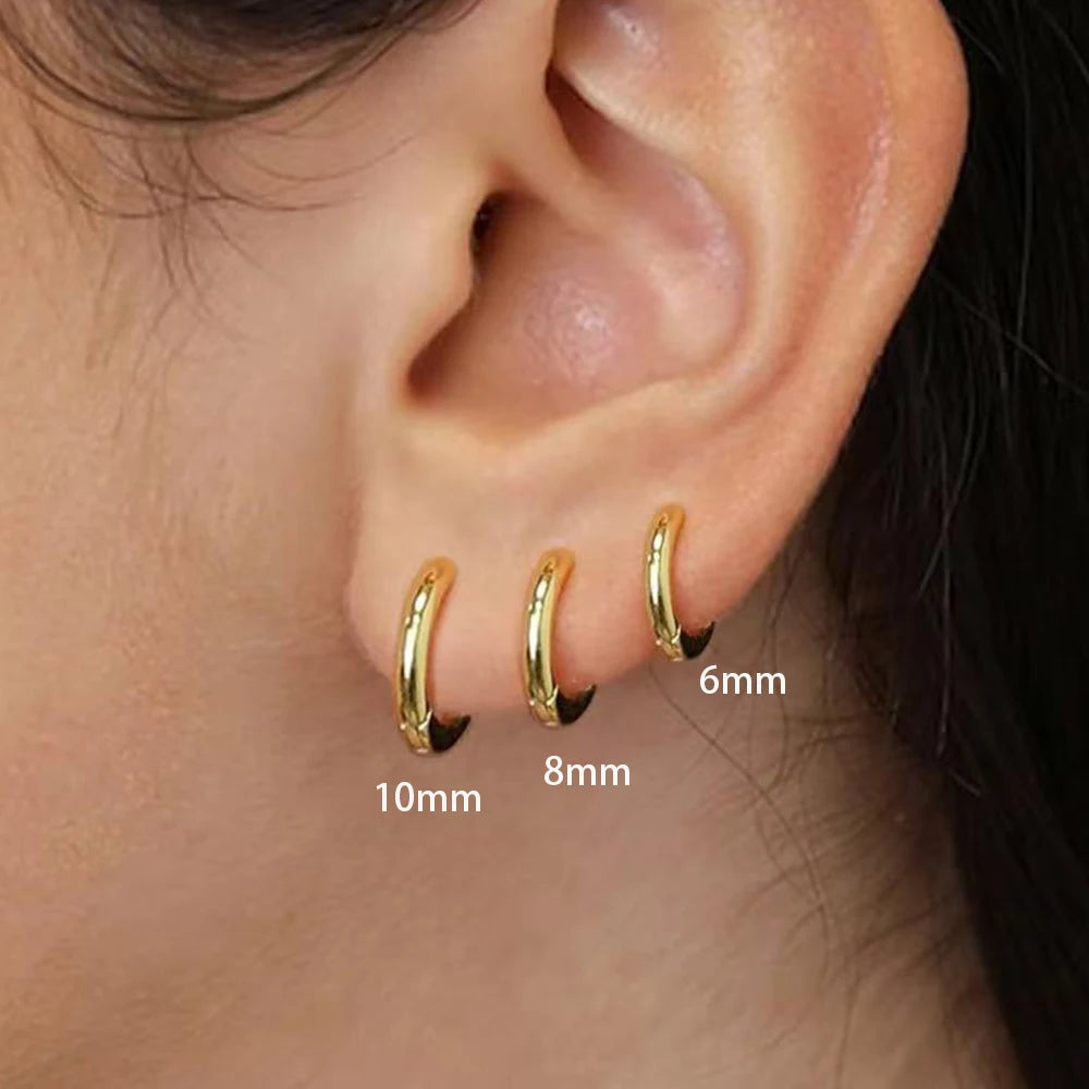 Ensemble Simple en acier inoxydable cristal petite boucle d'oreille femmes