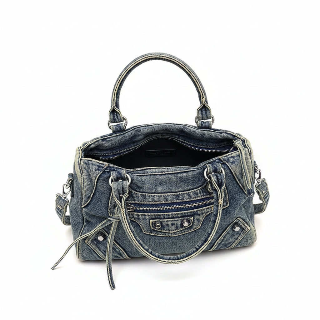 Sac en denim bleu pour femme style streetwear luxe