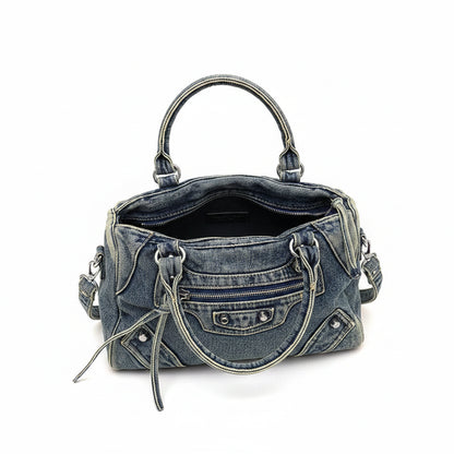 Sac en denim bleu pour femme style streetwear luxe
