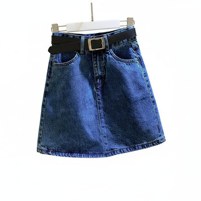 Mini Jupe en Jean Taille Haute Évasée Femme – Style Décontracté