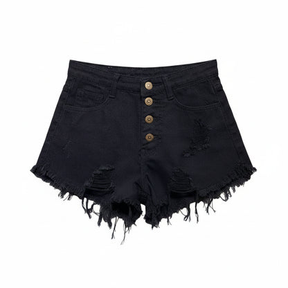 Short Jean Taille Haute Trapèze Femme – Style Coréen Ample Boutonné