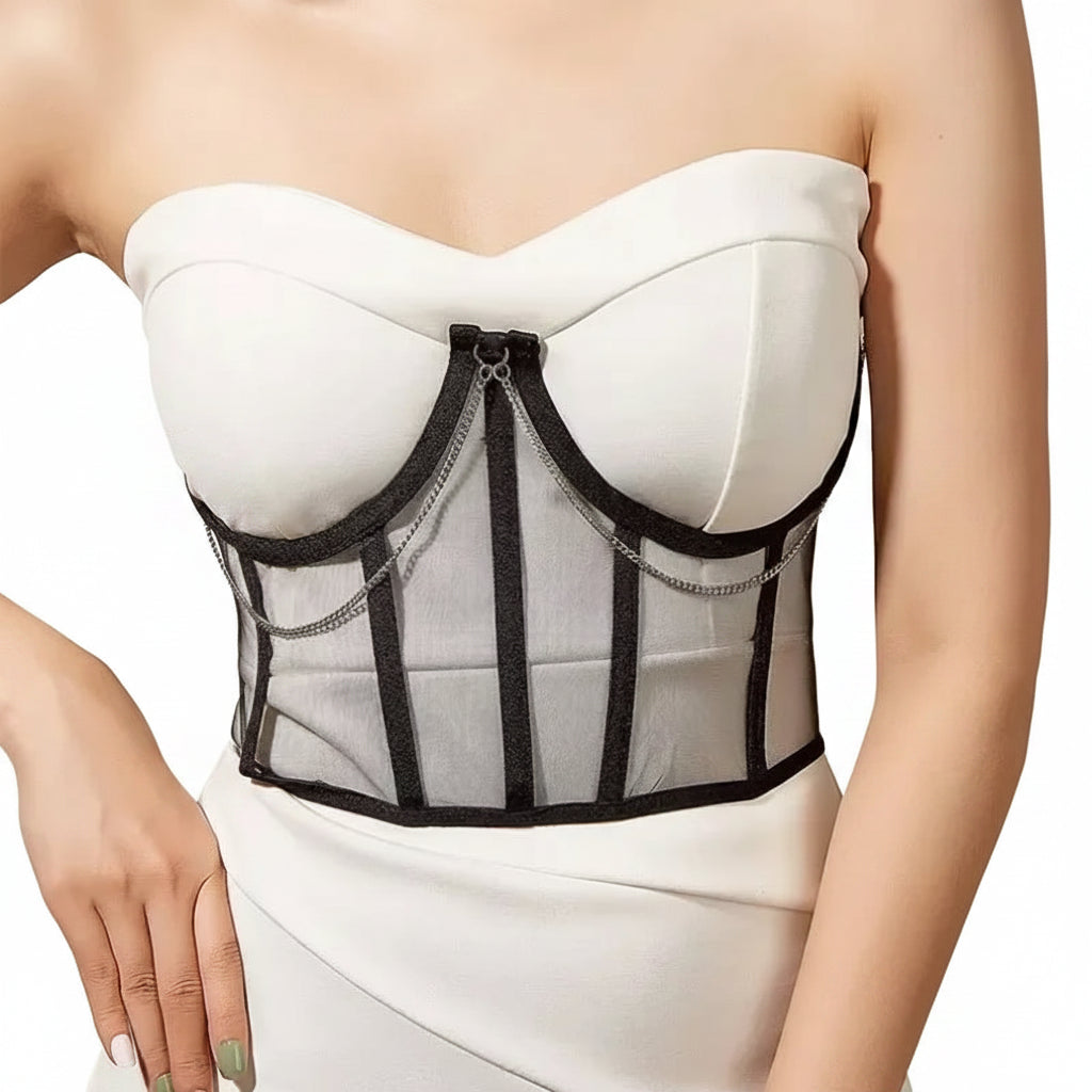 Ceinture Corset Punk Femme avec Chaîne Métallique