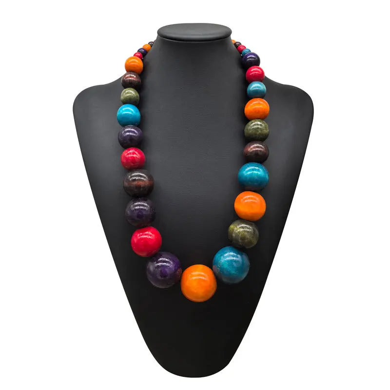 Collier de perles en bois fait à la main pour femme