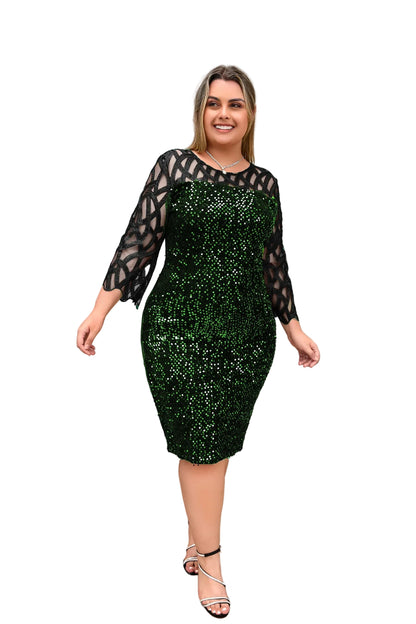 Robe grande taille à col rond avec fermeture éclair cachée