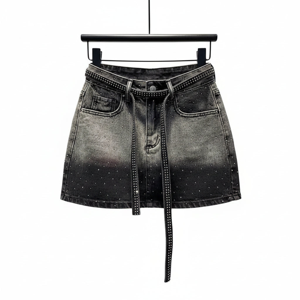 Mini jupe en jean rétro oversize pour femme – Taille haute en denim