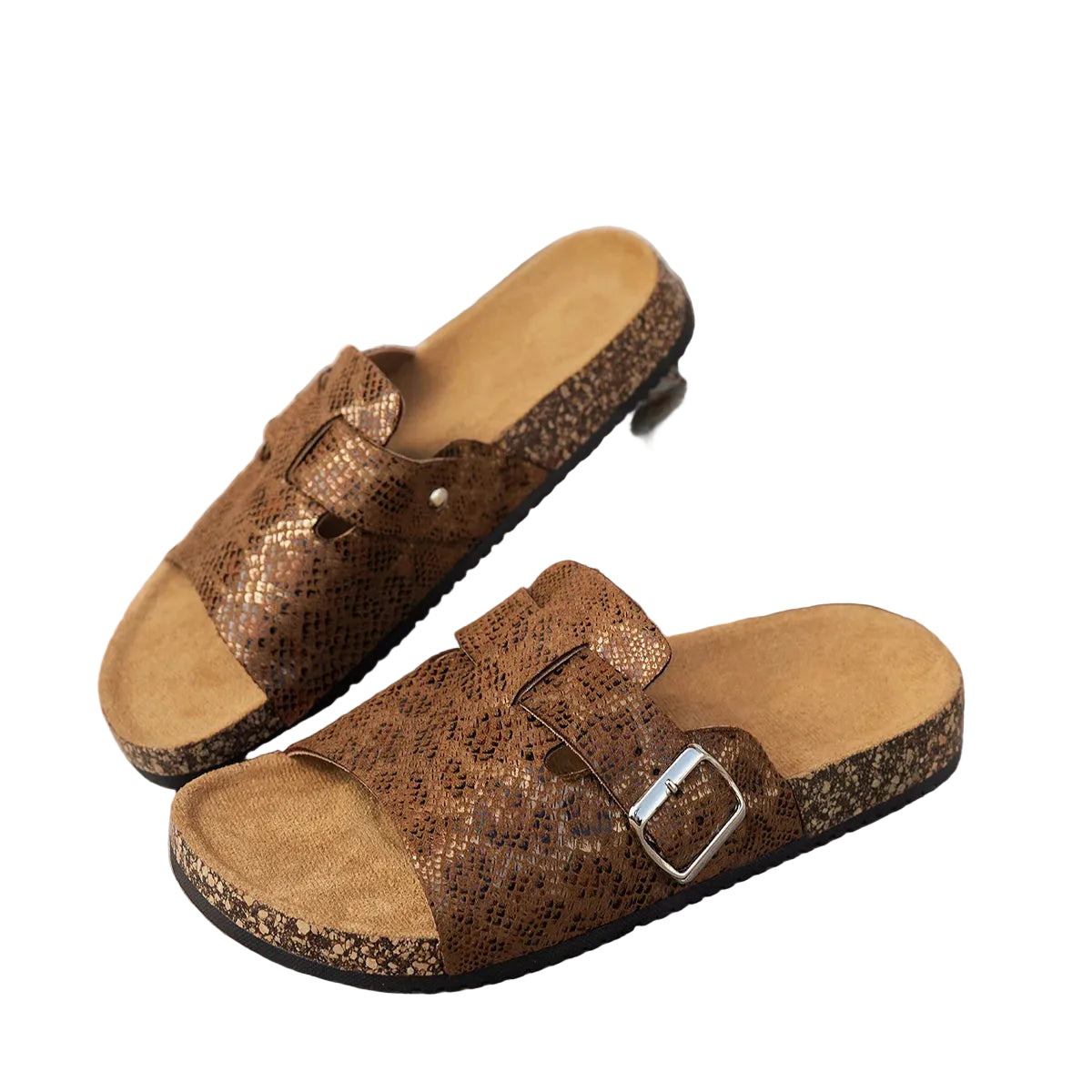 Sandales pantoufles décontractées à imprimé serpent animal rétro pour femmes
